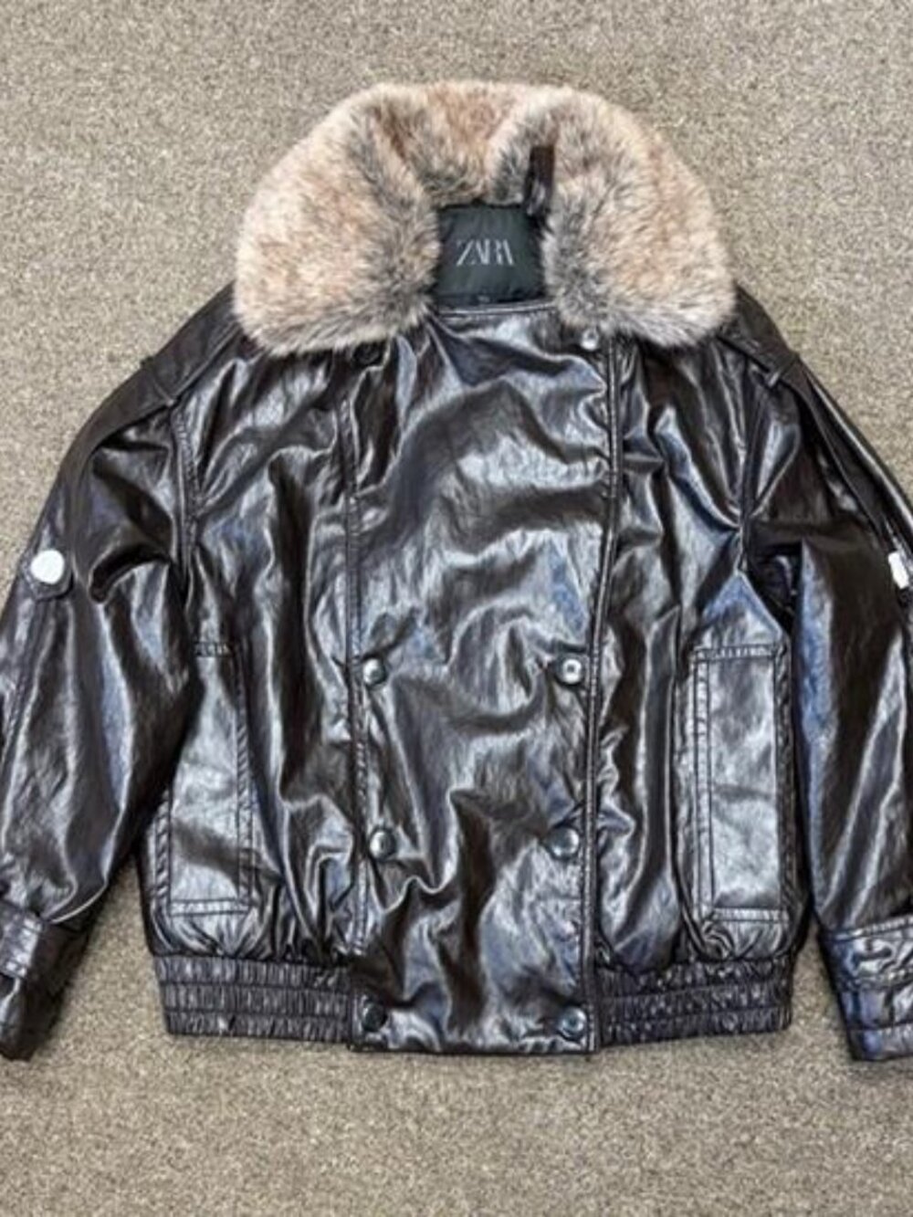 SHINY FAUX FUR COLLAR JACKET ZW COLLECTION